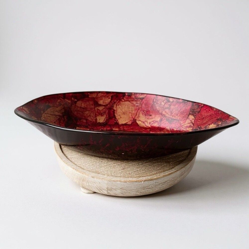 Chris Madden Italy Home Collection JCP‎ Bowl Gold Red Marbled Pattern 2004